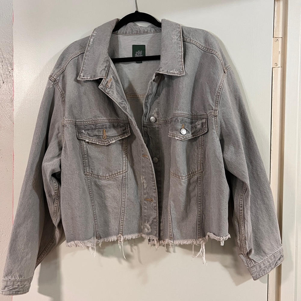Wild Fable Distressed Cropped Denim Jacket XXL